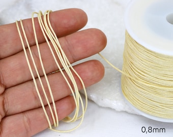 0.8mm Cream Braided Nylon Knotting DIY Macrame Cord - 1 Roll 100 Meters / KMC-803