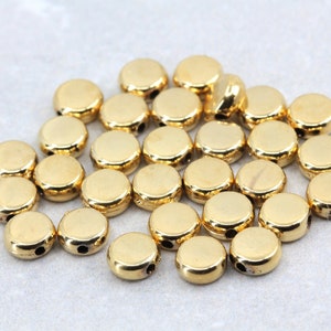 5mm Gold Plated Coin Bead, Plastic Tiny Spacer Beads 25 pcs / GPS-010