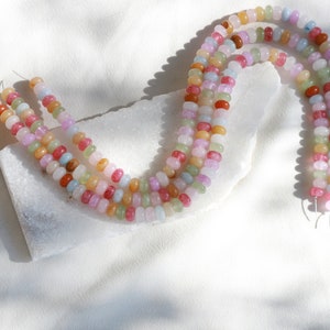 5x8mm Rondelle Multicolor Moonstone and Jade Mix Gemstone Beads / RNS5-43