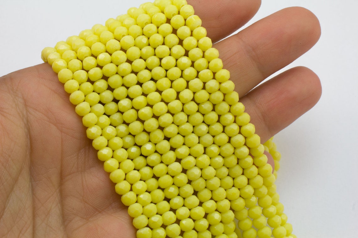 4mm Light Yellow Crystal Beads Faceted Crystal Beads Shiny Etsy
