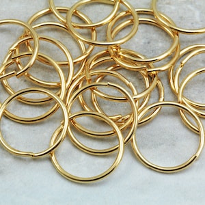 16mm Gold Plated Thick Jump Rings, Brass Jump Ring 1.2mm Thickness 50 pcs / JRT-G16