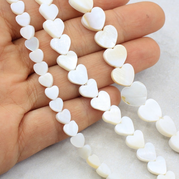 Heart Shape Mother Of Pearl Beads, 1 Strand Natural Shell Beads / GL-P17