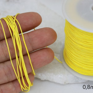 0.8mm Yellow Braided Nylon Knotting DIY Macrame Cord - 1 Roll 100 Meters / KMC-808
