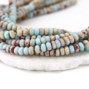 5x8mm Rondelle Blue Agalmatolite Jasper, Shoushan Beads / RNS5-23