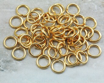 8mm Gold Plated Thick Jump Rings, Brass Jump Ring 1.2mm Thickness 50 pcs / JRT-G8