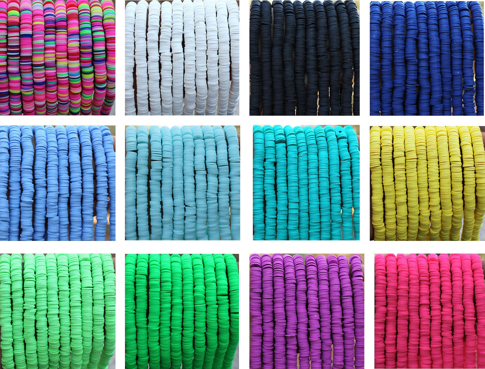 8mm Wholesale Heishi Disc Beads, Surfer Necklace Beads, Rainbow Fimo Record Beads, Colorful African Polymer Clay Crafting Bead Bulk/ FD8-99