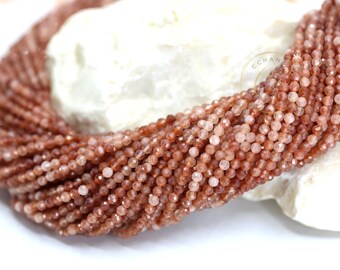 Cuentas redondas facetadas de jade naranja oscuro natural de 3,5 mm, tira completa de 38 cm / NSF35-14