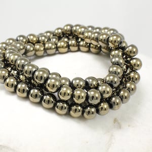 8mm Round Hematite Beads, 1 Strand 58 pcs, Bronze Loose Round Gemstone / HBY-028
