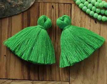 2 piezas Borla de algodón verde bosque, 3 cm 4 cm 5 cm 6 cm de espesor hecho a mano Mala Borla Borla, Borla de joyería Boho, Borlas decorativas / TAS-L#58