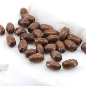 10x6mm Brown Oval Wood Beads, Natural Wood Dyed Beads 50 pcs / WBO10-01