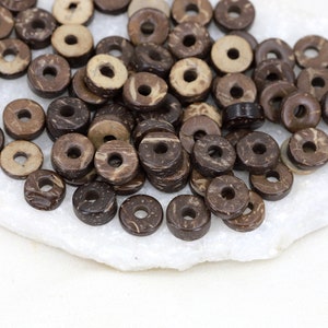 8mm Heishi Rondelle Coconut Beads Brown 100 pcs