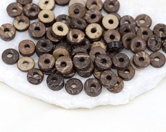 8mm Heishi Rondelle Kokosnuss Perlen Braun 100 Stk