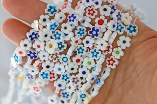 100 Perline Fiore Di Vetro Nero 8mm TOAOB - Per Bigiotteria Fai Da Te - Creazione Bracciali, Collane, Orecchini - Foro 1mm