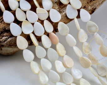 12mm Teardrop Mother Of Pearl Shell Beads, 1 Strand 31 pcs / GL-P05