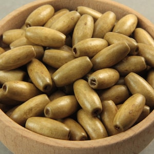 15mm Light Brown Wood Oval Beads, Natural Wood Dyed Beads 50 pcs / WBO15-05