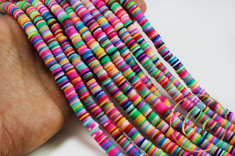 6mm Rainbow Heishi Disc Beads Polymer Clay Vinyl Disc Beads Etsy