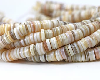 Natural Shells White Heishi Disc Beads, 1 Strand 16" inches (8-9mm) / SHS8-01