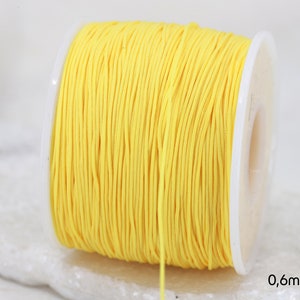 0.6mm Yellow Braided Nylon Knotting DIY Macrame Cord / 1 Roll 130 Meters / KMC-605