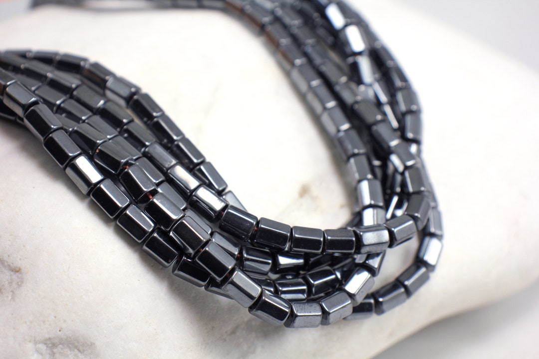 Black Tube Hematite Beads, 6x4.5mm, 1 Strand 65 Pcs / HBY