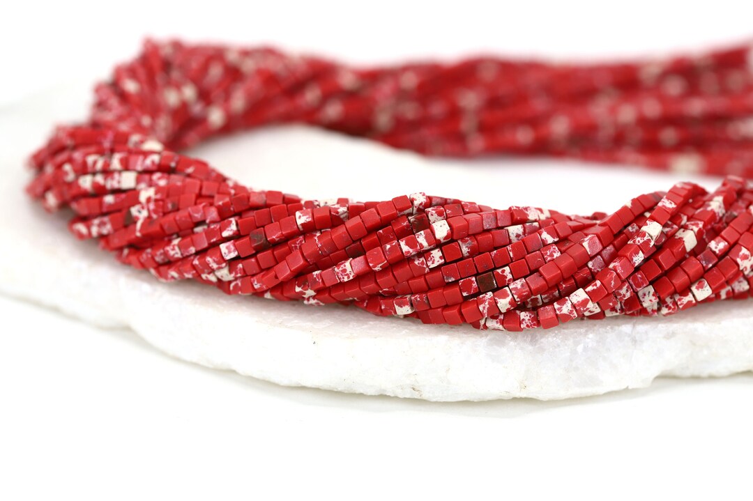 2.5mm Cube Red Imperial Japer Natural Stone Beads, Small Cube Gemstone ...