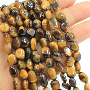 7-11mm Natural Tiger Eye Nugget Gemstone Beads, 1 Strand 45 pcs / PNB-02