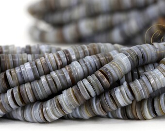 Natural Shells Dark Grey Heishi Disc Beads, 1 Strand 16" inches (8-9mm) / SHS8-17