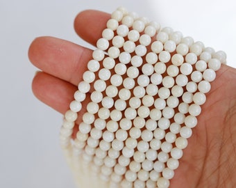5.5mm Natural White Coral Round Ball Beads, 1 Strand 15" Inches / CRL-W05