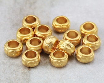 6mm Rondelle Spacer Beads, Matte/Shiny Gold Plated Metal Beads 15 pcs / GPY-026