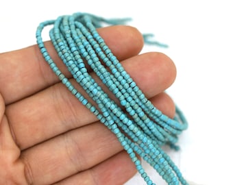 2mm Round Turquoise Howlite Beads, 1 Strand 14&quot; / HWL-T2
