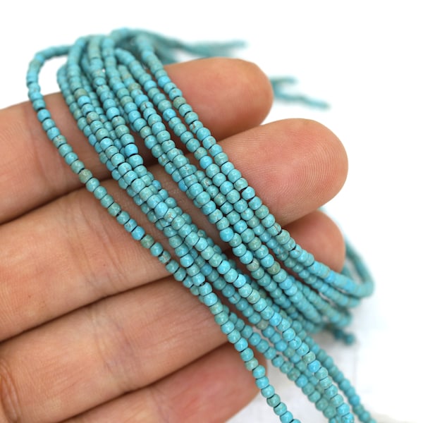 2mm Round Turquoise Howlite Beads, 1 Strand 15.5'' / HWL-T2