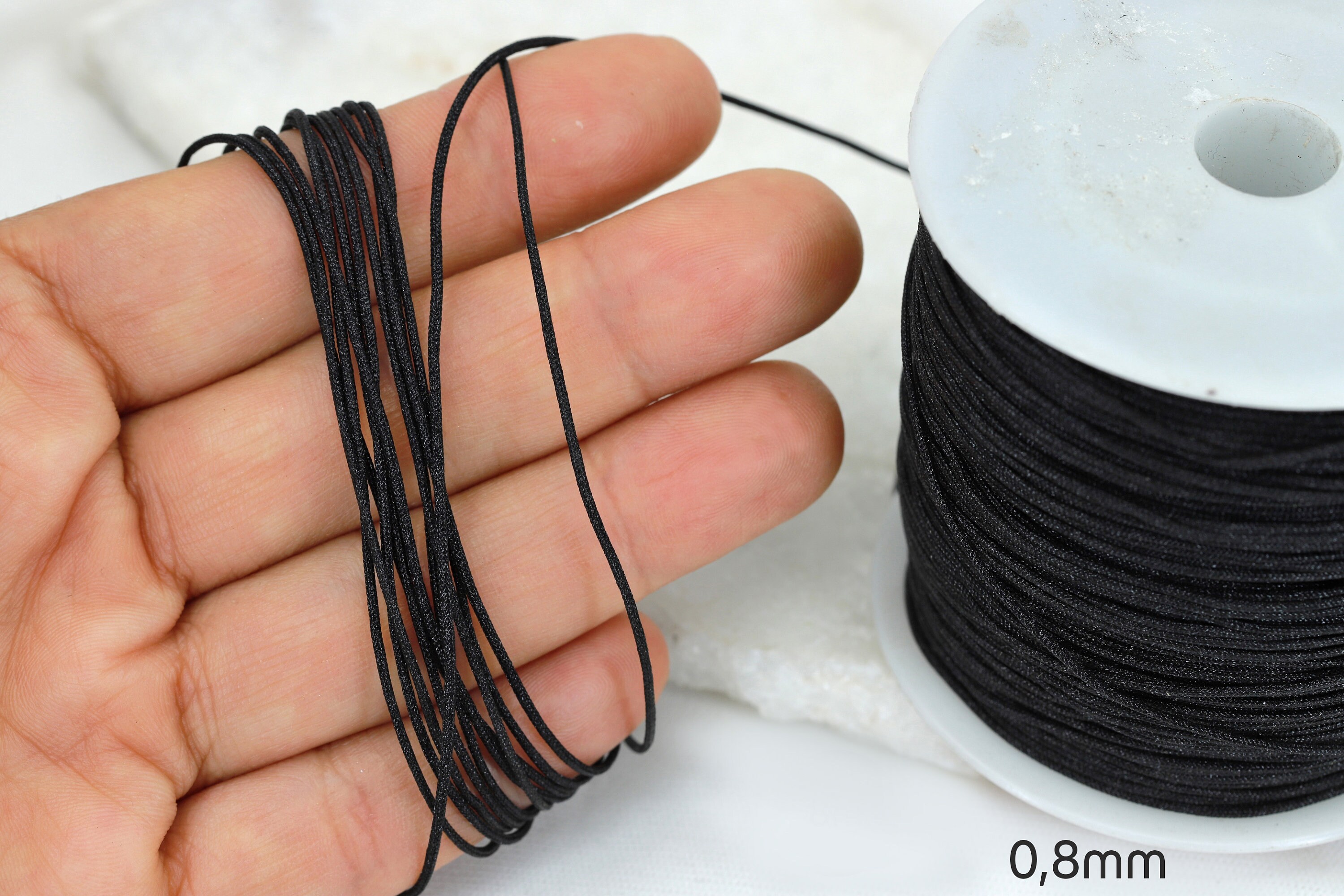 0.8mm Black Braided Nylon Knotting DIY Macrame Cord - 1 Roll 100 Meters / KMC-831