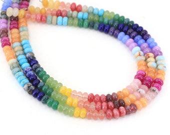 5x8mm Rondelle Rainbow Mix Natural Stone Beads / RNS5-58a