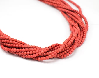 3mm Red Round Howlite Beads, 1 Strand 15.5''/ HWL-R03