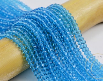 4mm Transparent Blue Faceted Rondelle Crystal Glass Beads | CB4-17
