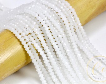 3mm Off White Crystal Beads, Faceted Rondelle Crystal Glass Beads / CB3-01