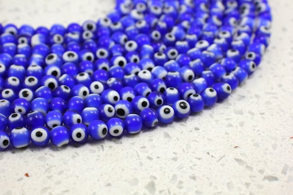 Bead, Glass, Evil Eye Bead, 16MM, Round, Dark Cobalt Blue