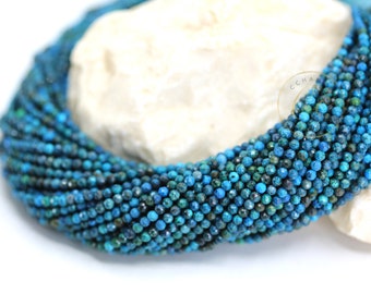 3.5mm Natural Chrysocolla Faceted Round Beads 15" Full Strand / NSF35-08