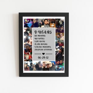 Ninth Year Collage Gift, Photo Collage Gift for Boyfriend 9 Years, 9th ...