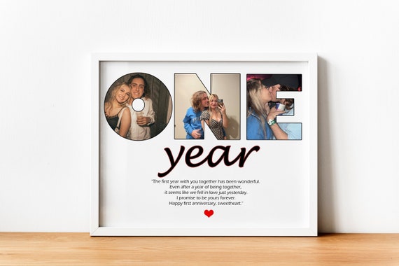 1st Anniversary Gift for Husband, Paper Anniversary Gift for Him, 1 Year  Wedding Anniversary Gift for Wife, Custom 1 Year Photo Collage 