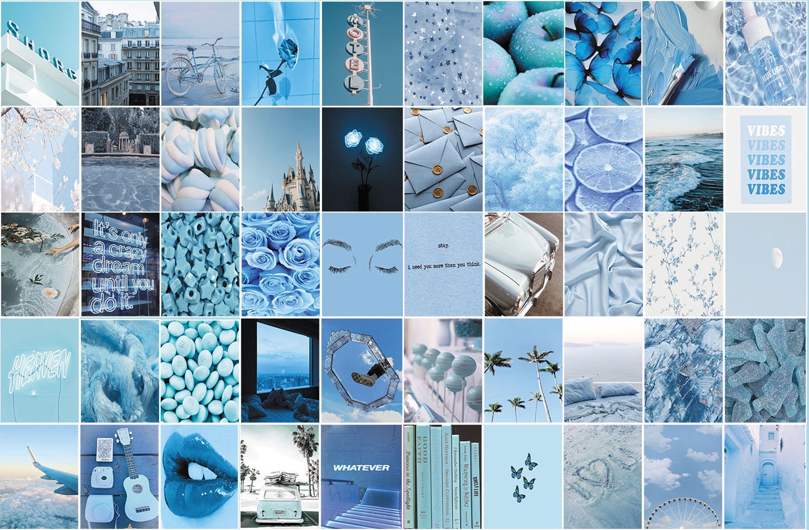 Ocean Blue Light Blue Aesthetic Wall Collage Kit Light Blue | Etsy