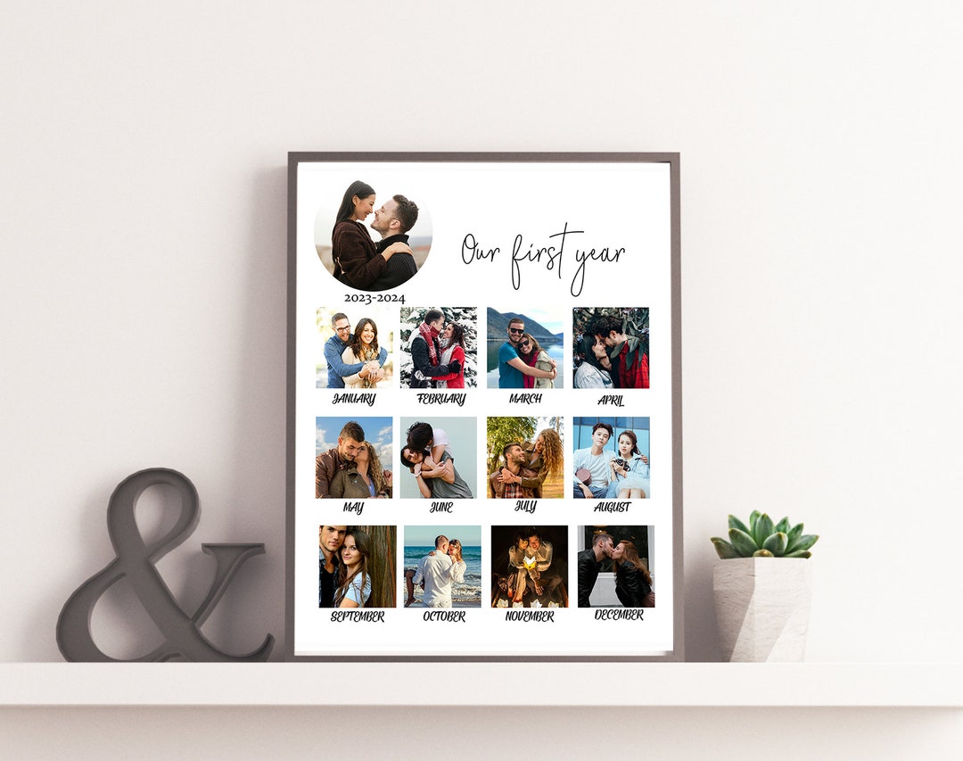 Custom First Anniversary Collage Gift, One Year Anniversary Gifts for