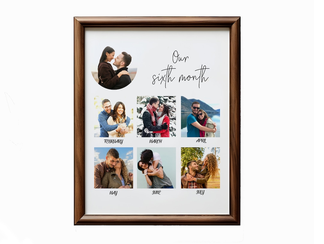 Personalized 6 Months Anniversary Gift, 6th Month Photo Collage Gift