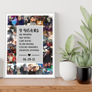 Ninth Year Collage Gift, Photo Collage Gift for Boyfriend 9 Years, 9th ...