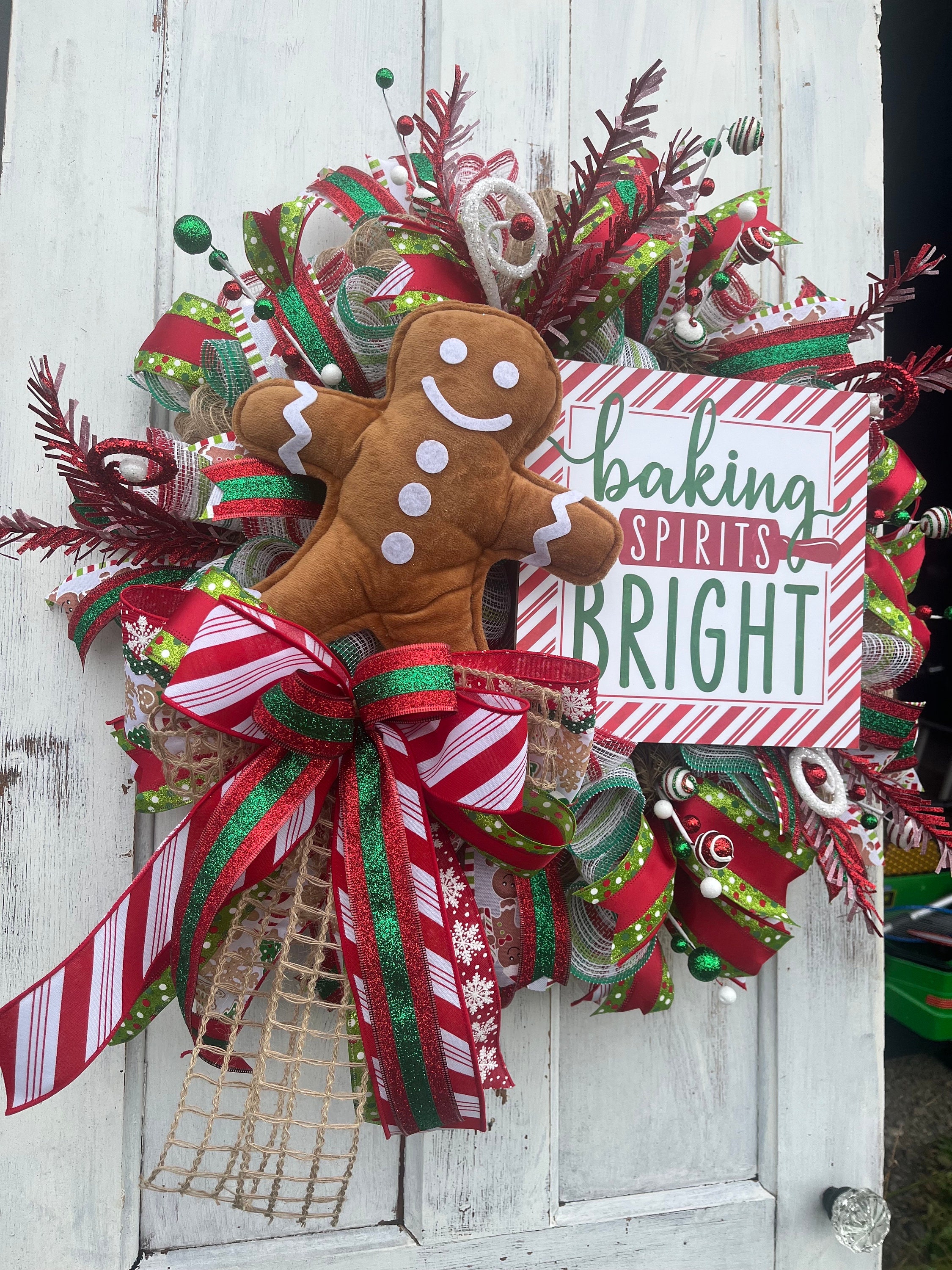 Gingerbread Christmas Wreath: Whimsical Holiday Door Hanger - Etsy