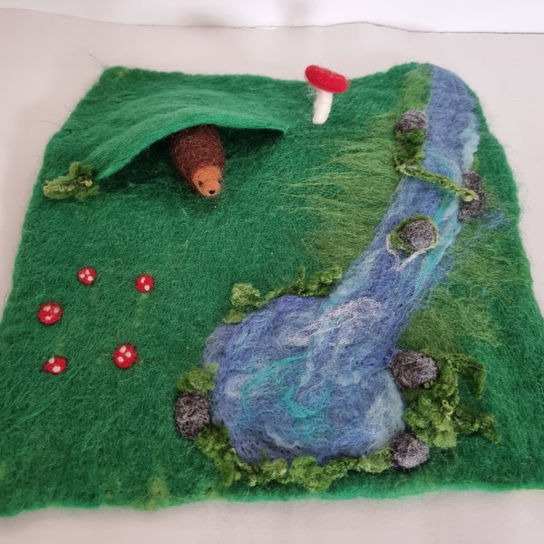 Meadow Felt Play mat | Wet Felted Playscape| Nature Inspired Landscape | Waldorf Inspired | Montessori Toys | Toddler Gift