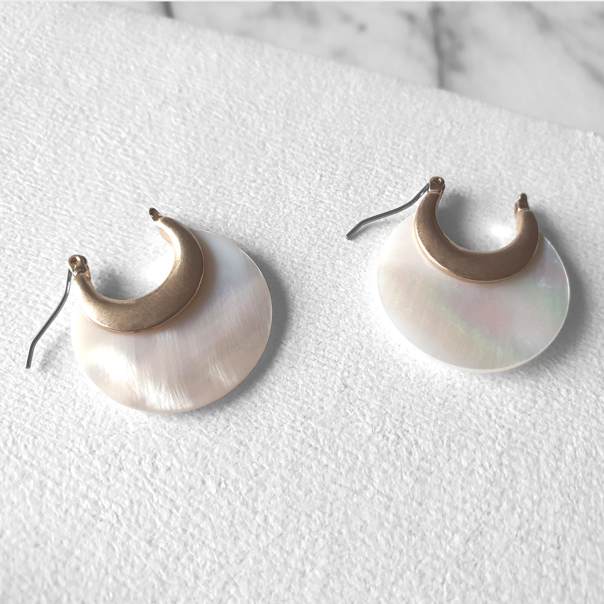 Mother of Pearl Hoop Earrings Carved Shell Earrings Medium Etsy UK