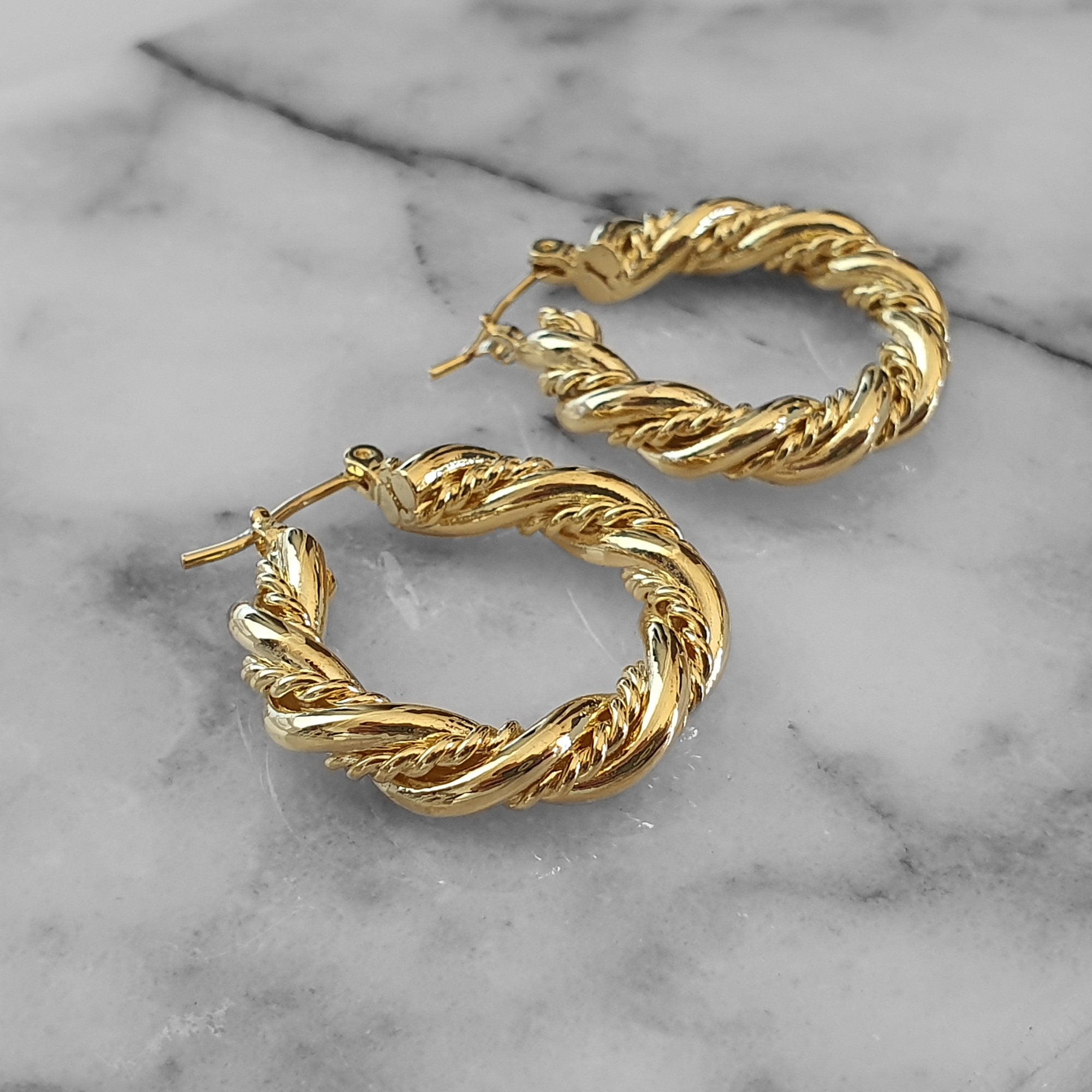 Lynizo Creolen Set 925 Silber - 3 Paar Twist Creolen 40/50/60mm