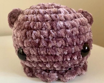 Crochet Cuddlefish Toy Amigurumi Soft Velvet Plush | White Purple Chubby