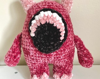 Crochet Monster Toy Amigurumi Soft Velvet Plush | Red Pink Chubby