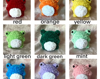 Crochet Frog Toy Amigurumi Soft Chenille Plush | Small Rainbow Chubby Customised